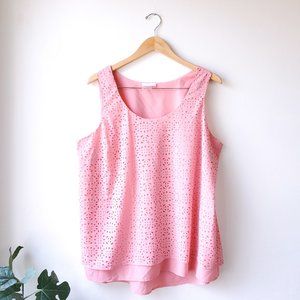 ☀️2/$15☀ Dalia Pink Laser Cut Sleeveless Top SZ 1X